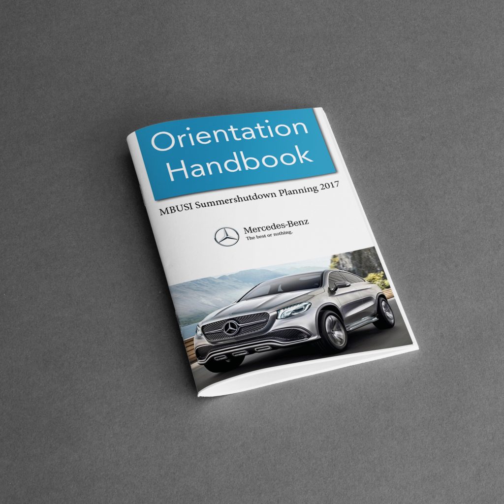 MBUSI Orientation Handbook, Titelseite mit Fahrzeug