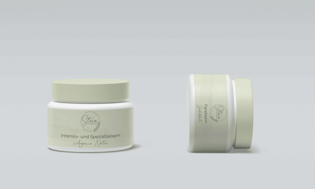 Zwei Stoca-Kosmetikdosen mit hellgrünen Etiketten