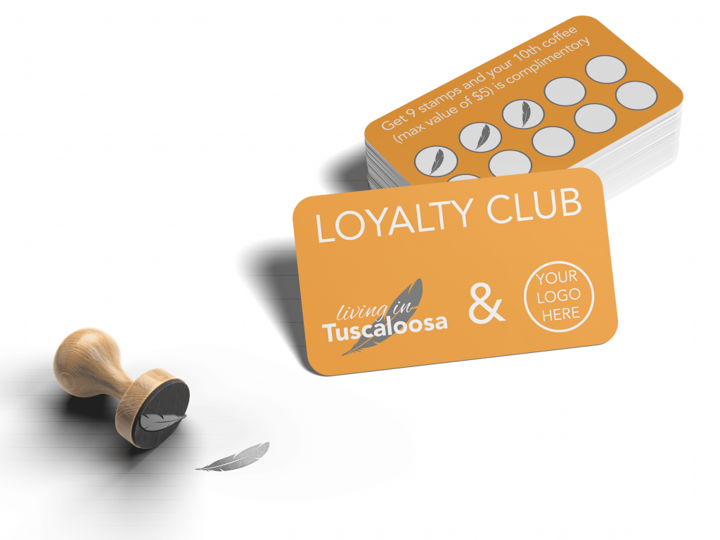 Orange Stempel-Loyaltykarte mit Holzstempel, US-Format