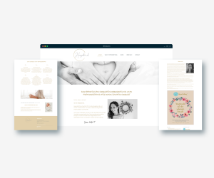 Herzekind-Website in Creme mit Start-, Info- und Kontaktseiten